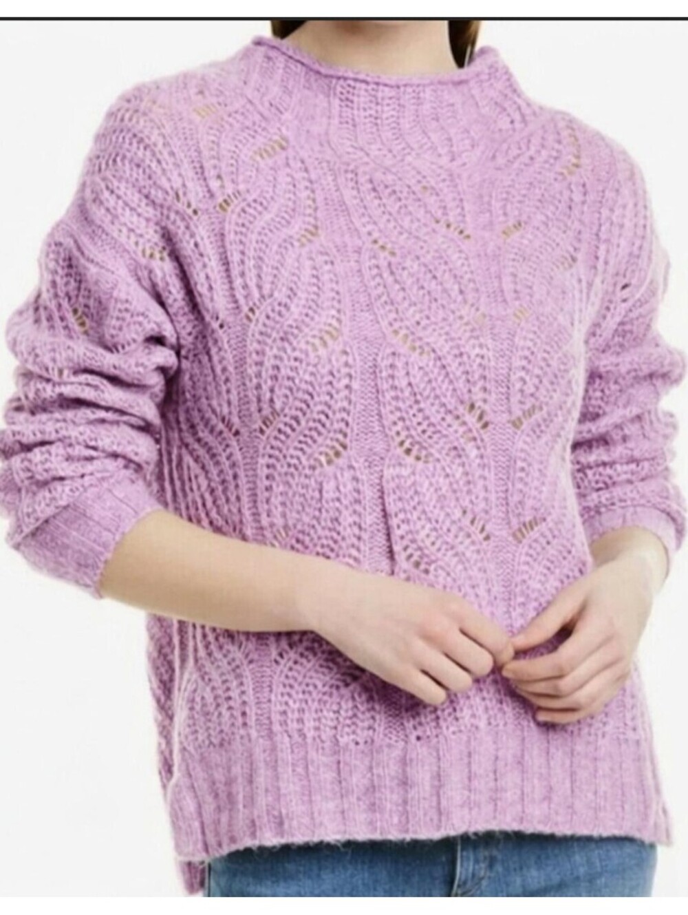 J.CREW purple loose knit alpaca blend sweater sz L